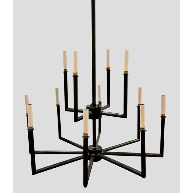 Modern Custom-Made 12 Light Candlestick Chandelier Light Fixture For Sale - Image 3 of 7