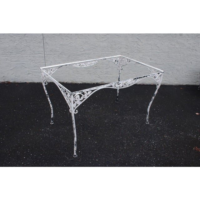 English Vintage Five-Piece Wrought Iron Patio Dining Set For Sale - Image 3 of 12