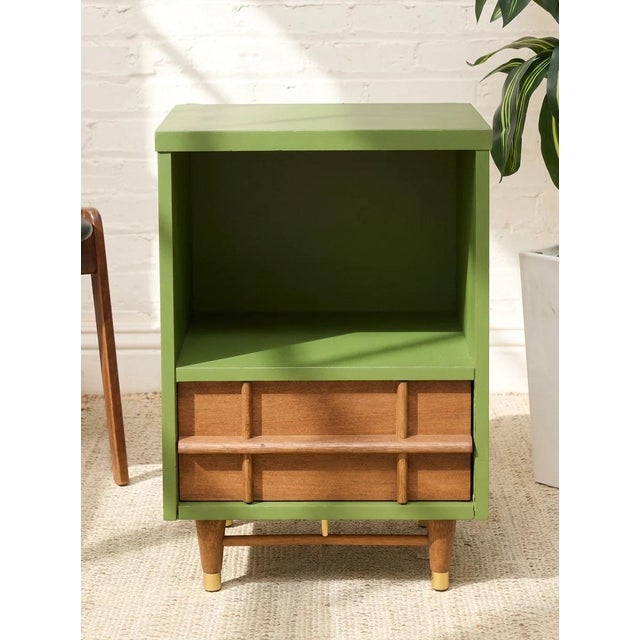 Mid 20th Century Pair of Green and Wood Nightstands For Sale In Los Angeles - Image 6 of 10