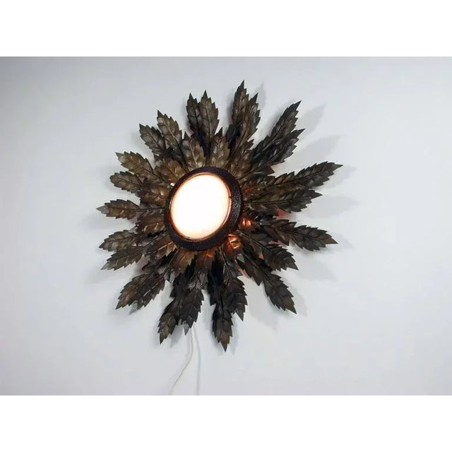 Metal Mid-Century Spanish Sunburst Sconce, 1950s For Sale - Image 7 of 11
