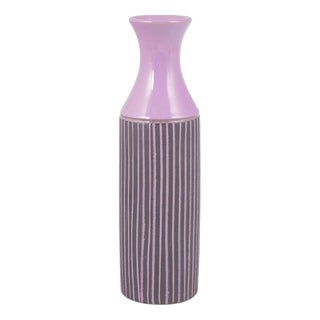 Tall Cylindrical Purple Glazed Vase with Stripes from Gabriel, Sweden, 1970s For Sale
