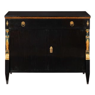 Fine Austrian Empire Black Lacquered Cabinet Sideboard Circa 1820 For Sale