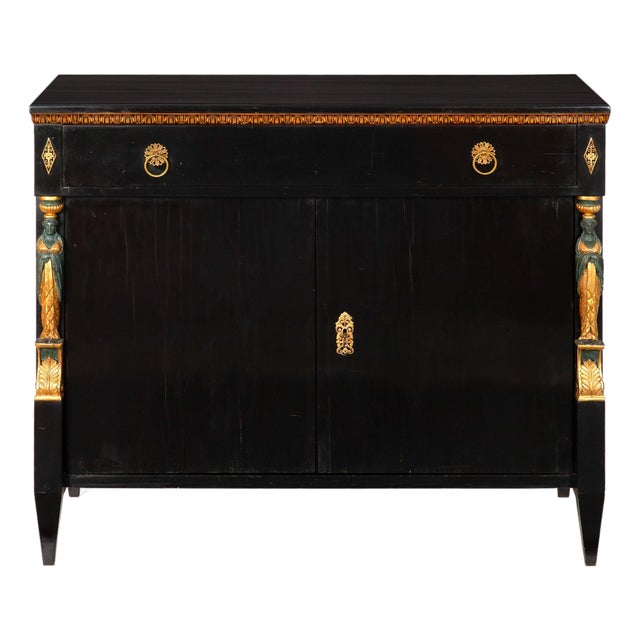 Fine Austrian Empire Black Lacquered Cabinet Sideboard Circa 1820 For Sale