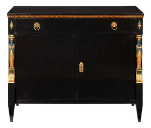 Fine Austrian Empire Black Lacquered Cabinet Sideboard Circa 1820