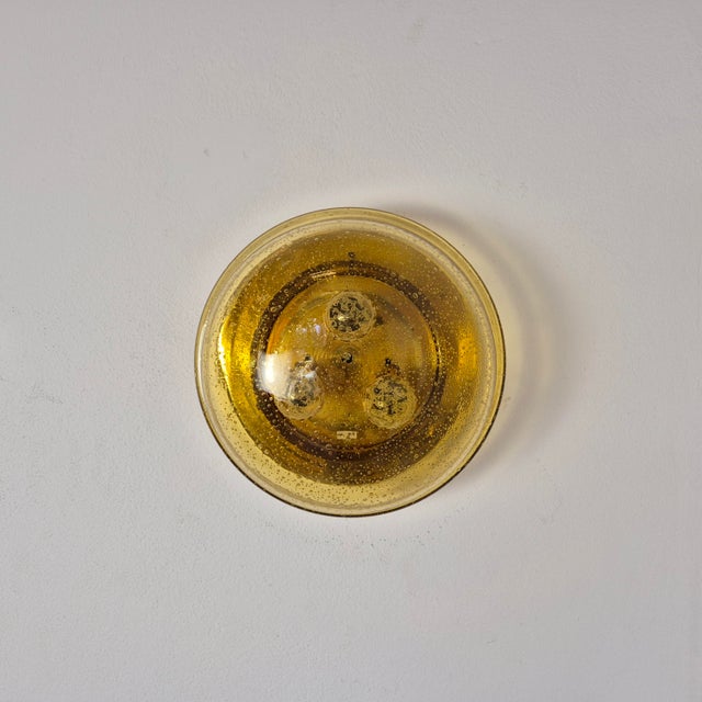 1960s Mid-Century Brass and Glass Flush Mount from Lampukas, Finland, 1960s For Sale - Image 5 of 14