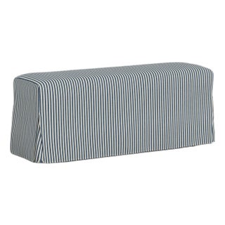 Slipcover for Stoffer Home x Cloth & Company for Lindy Slipcover Dining Bench in Jane Stripe Denim For Sale