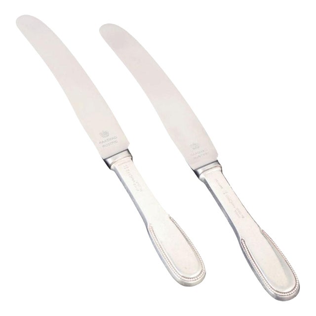 Lunch Knives in Sterling Silver and Stainless Steel by Evald Nielsen, 1930s, Set of 2 For Sale