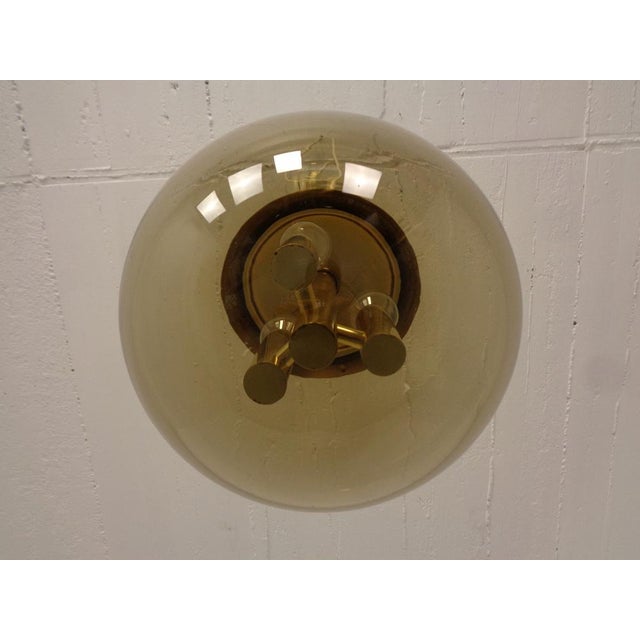 Large Smoked Glass & Brass Ceiling Lamp from Limburg, 1960s For Sale - Image 6 of 18