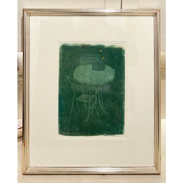 Joseph Solman, Monotype Print Painting Garden Scene Table Chair Joseph Solman American Art WPA, 1980 For Sale - Image 12 of 13