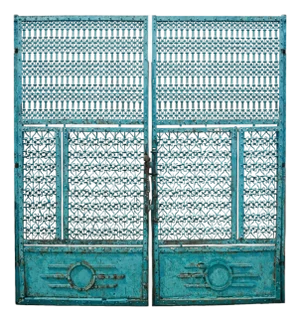 Vintage Large Blue Indian Iron Gates