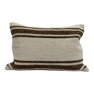 Turkish Hemp Pillow Cushion Natural Brown Beige Pillow Cushion Cover 16" x 24" For Sale