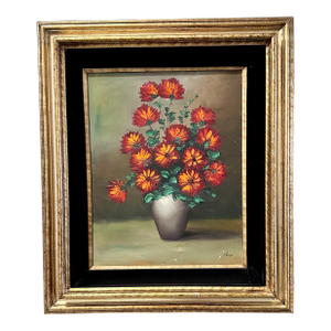 Impasto Floral Still Life Oil Painting on Canvas Flowers in Vase Signed 28"/25"