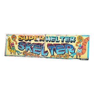 Large Fairground Helter Skelter Painted Wooden Sign, 1970s For Sale