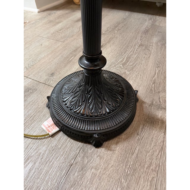 Dale Tiffany Inc Stained Glass Floor Lamp Antique Bronze Base Signed 67in For Sale - Image 4 of 9