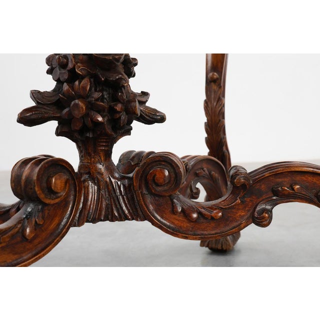 Napoleon III Style Carved Walnut Side Table with Bluestone Top, France, 1900s For Sale - Image 10 of 15