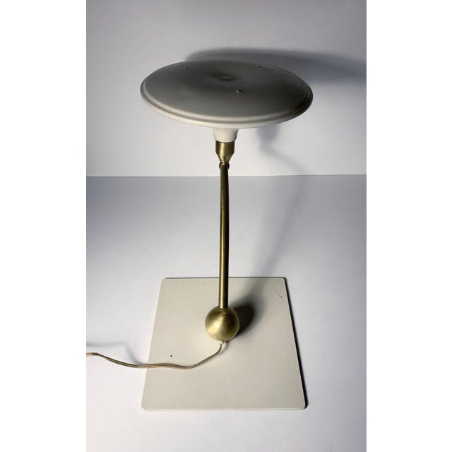 M.G. Wheeler Mid 20th Century Flying Saucer Sight Light Desk Lamp in White by MG Wheeler For Sale - Image 4 of 5