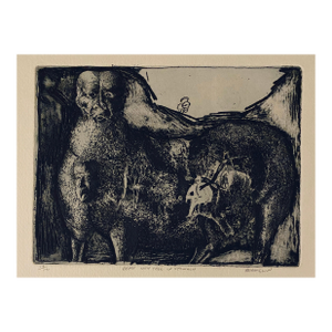 Robert A. BirmelinBeast With Tree In Stomach, American Modernist Abstract Etching