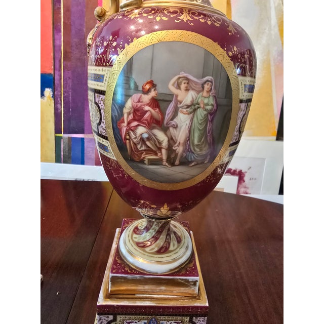 Antique Pair of Royal Vienna Palace Ewers Neoclassical For Sale - Image 4 of 16