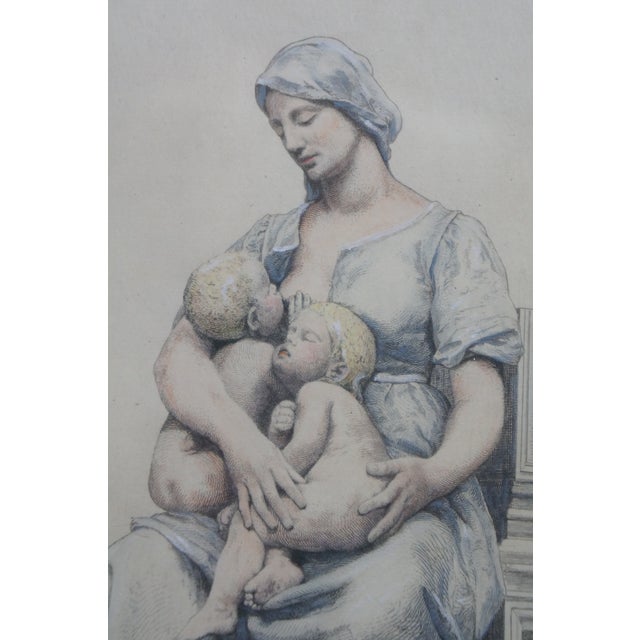 Gray Early 20th Century Eugene Abot Paul Dubois La Charité Charity Breast Feeding Aquatint Etching 27" Reproduction For Sale - Image 8 of 10