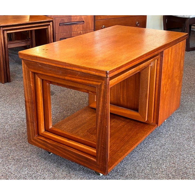 A. H. McIntosh & Co. Ltd. Mid Century Modern Teak Modular Swivel-Top Coffee or Games Table With Mini-Bar and Nesting Tables by McIntosh c.1960 For Sale - Image 4 of 17