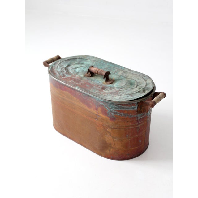 Late 19th Century Antique Copper Wash Boiler With Lid For Sale - Image 5 of 17