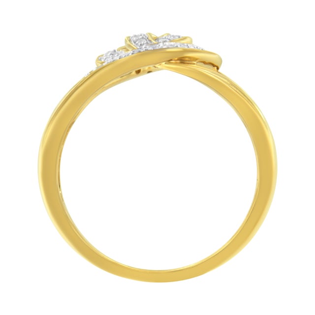 Haus of Brilliance 14K Yellow Gold Plated .925 Sterling Silver 1/4 Cttw Diamond Interlocking Loop Open Shank Bypass Ring (I-J Color, I1-I2 Clarity) - Size 9 For Sale - Image 4 of 6