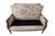 Wood French Louis XVI Style Toile Upholstered Settee With Distressed Carved Wood Frame For Sale - Image 7 of 9
