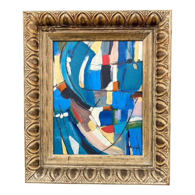 Contemporary Original Stephen Heigh Abstract Painting “Old New World” Vintage Frame For Sale