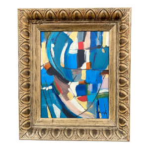 Contemporary Original Stephen Heigh Abstract Painting “Old New World” Vintage Frame