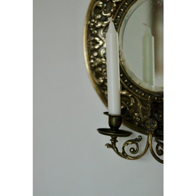 Antique Swedish Brass Sconces with Mirrors, Set of 2 For Sale - Image 6 of 18