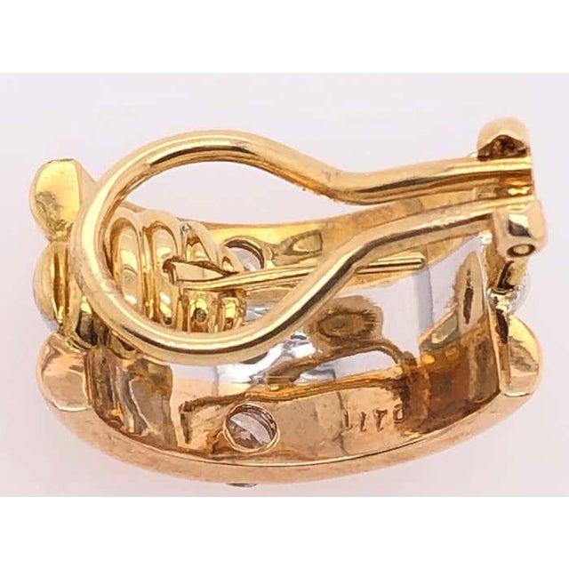 Modern 18 Karat Tri-Tone French Back Earrings With Round Diamonds 1.50 TDW, A Pair For Sale - Image 3 of 12