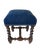 Blue Antique Louis XIII French Baroque Stool W/Indigo Upholstery For Sale - Image 8 of 9