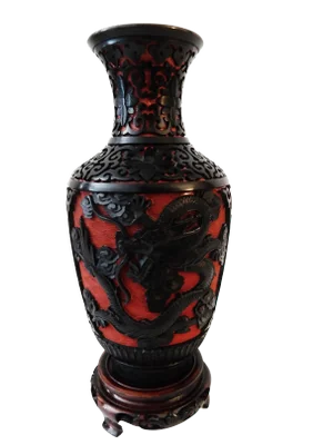 Lacquerware Handwork Carved Dragon Vase