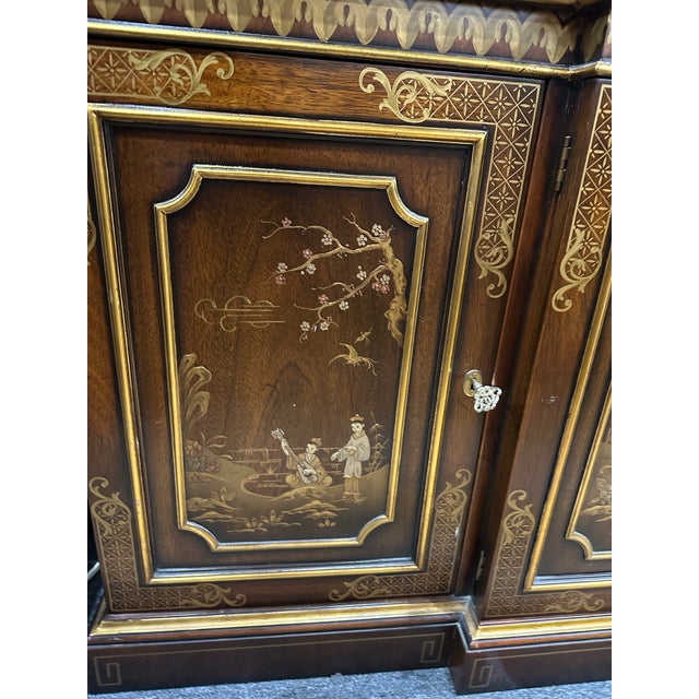 Kindel Furniture Georgian Chinoiserie Breakfront For Sale - Image 10 of 11