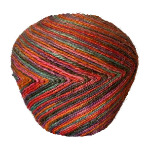 80's Vintage Colorful Woven Jute Macrame Fiber Art Vase