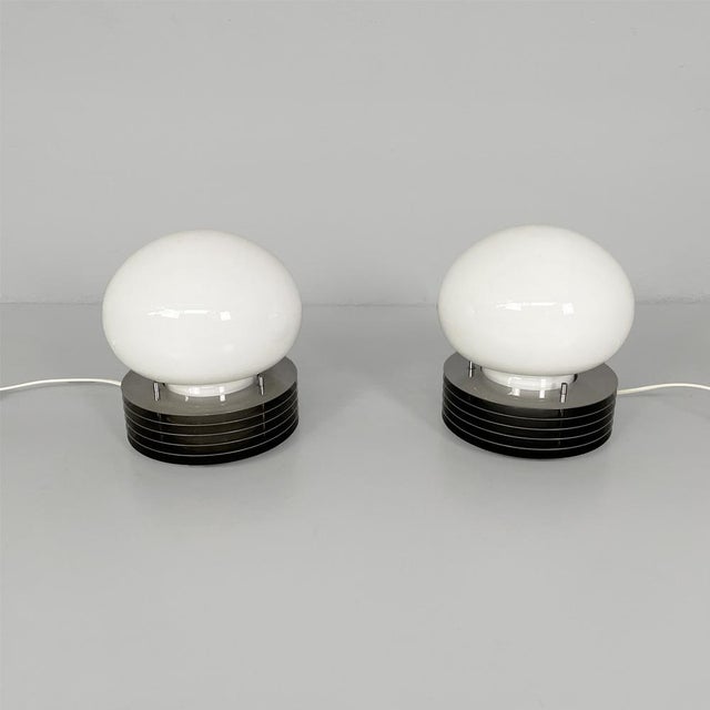 Italian Modern Table Lamps in Steel and Opaline Glass from Tronconi, 1970s, Set of 2 For Sale - Image 10 of 10