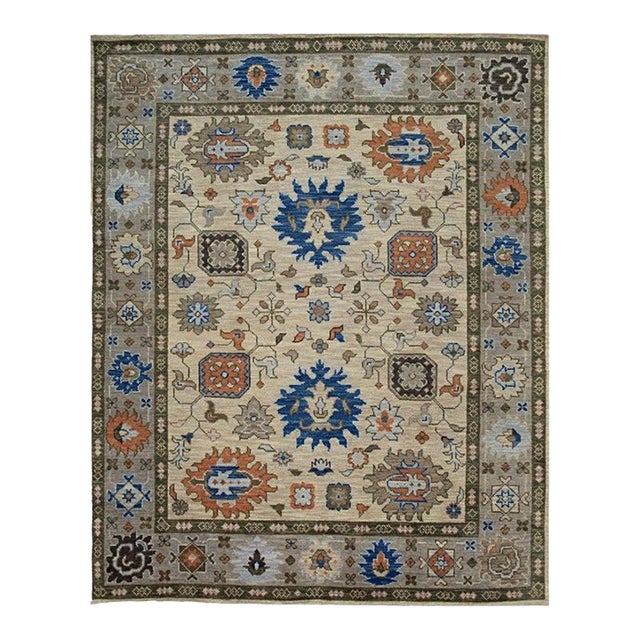 8x10 Ivory Hand-Knotted Wool Floral Symphony Classic Traditional Carpet Rug For Sale