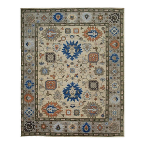 8x10 Ivory Hand-Knotted Wool Floral Symphony Classic Traditional Carpet Rug