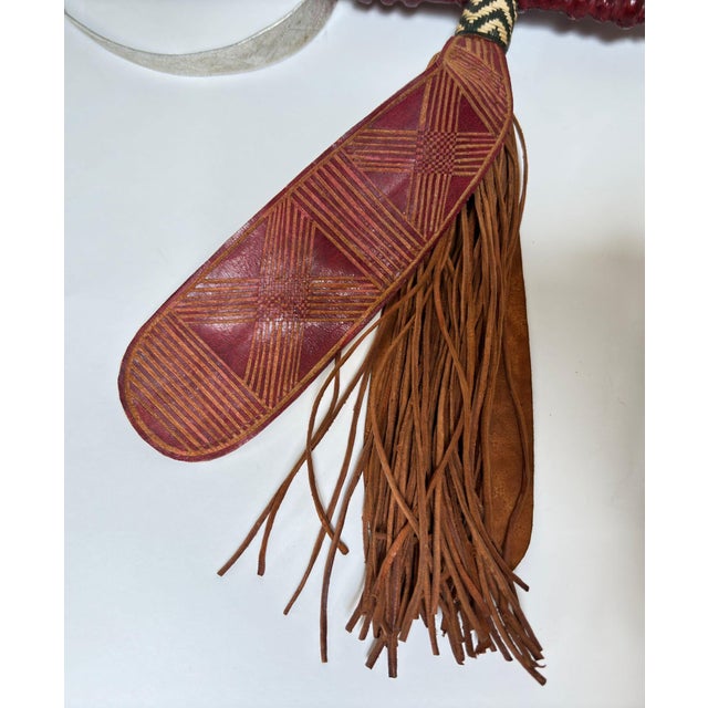 Mandinka Ceremonial Sword With Decorated Red Leather Scabbard West Africa 1950 For Sale - Image 12 of 15