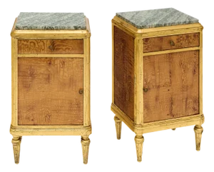 Maison Jansen French Marble Top Side Tables or Night Stands Set of 2