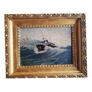 J. Pedoussot, Luxor by Heavy Sea, Oil on Wood, Framed For Sale