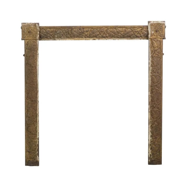 Antique Cast Iron Fireplace Frame Insert With Foliage Details For Sale - Image 10 of 10