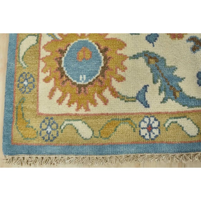 Oushak Rug 9′ X 11’8” Blue Wool Traditional Hand-Knotted Oriental Carpet For Sale - Image 10 of 12