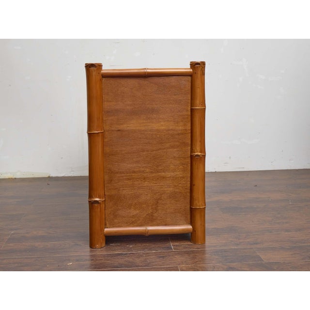 Wood Midcentury Bamboo and Mahogany Chest of Drawers With Campaign-Style Brass Pulls For Sale - Image 7 of 12