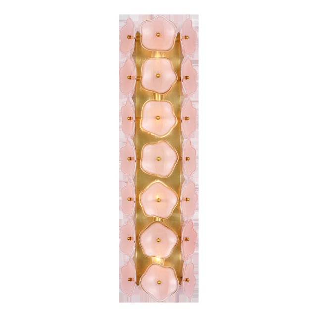 kate spade new york for Visual Comfort Signature Leighton 28" Sconce in Soft Brass with Blush Tinted Glass For Sale