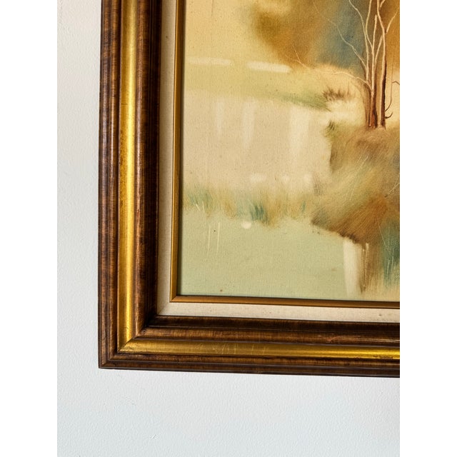 Brown 1970s Vintage Impressionist at Tree Landscape Oil Painting by Holbert For Sale - Image 8 of 12