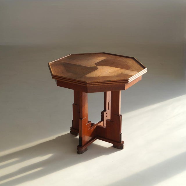 Amsterdam School Expressionist Table with Octagonal Top, Netherlands, 1920s For Sale - Image 3 of 17