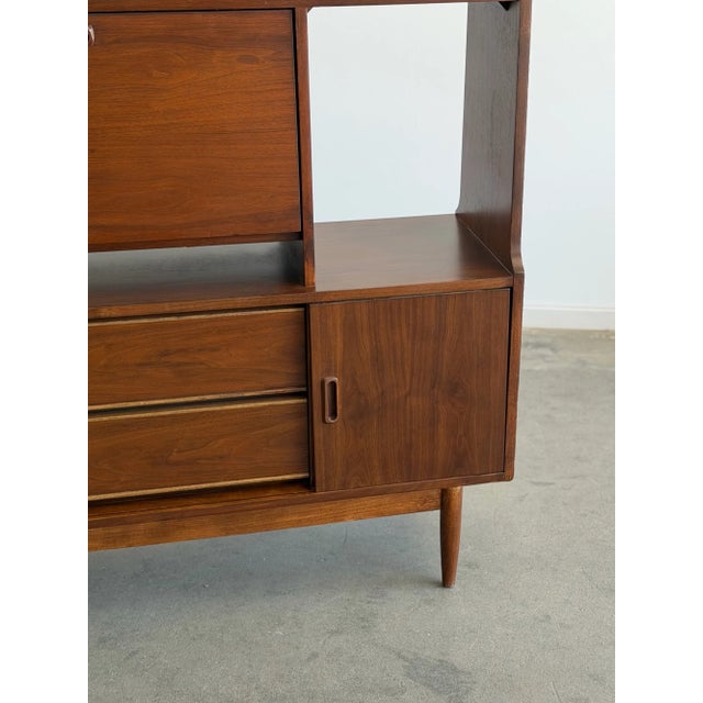 Wood Mid-Century Modern Walnut Wall Unit/ Room Divider For Sale - Image 7 of 13