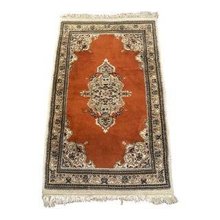 Oriental Hand Made Orange Wool Rug 1970s For Sale