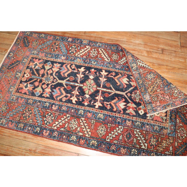 Antique Zabihi Collection Navy Heriz Rug - 2'11" x 5'3" For Sale In New York - Image 6 of 7